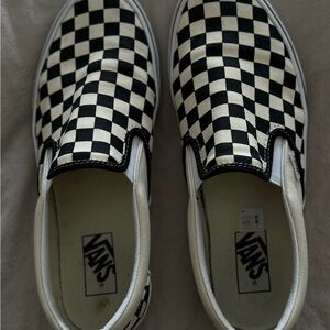 Vans Checkerboard Slip-On Sneakers - Black & White Men's 9.5 Women's 11